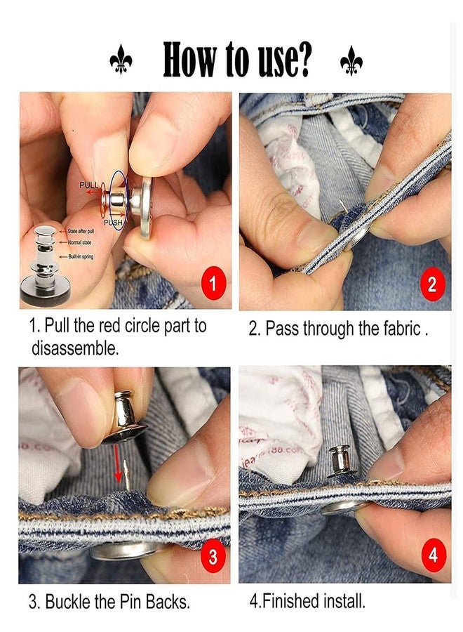 Fapiwen Multipurpose No Sew Classy Buttons for Jeans and Pants - Detachable, Adjustable Tightener for Clothes - Pack of 8 Suitable for Hats and Bags Decorations - Image 4
